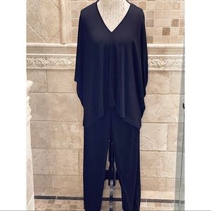Natori black draped dolman lounge set